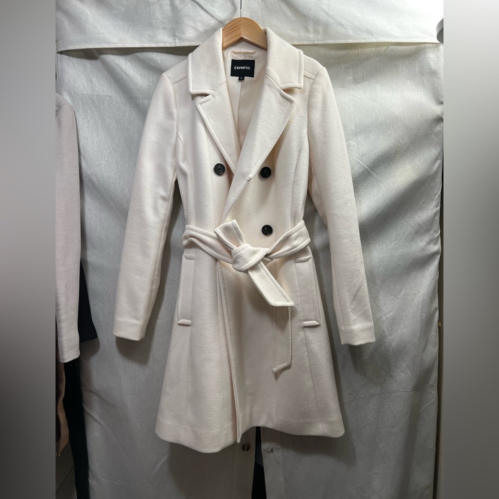 Express Cream Textured Coat